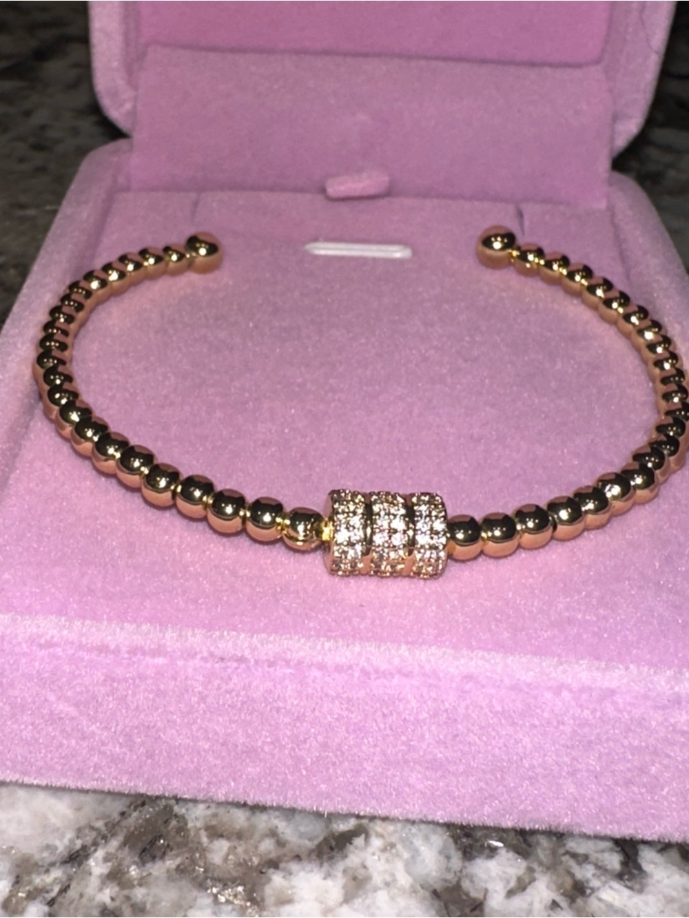 18K GOLD PLATED BEADED  CUFF BRACELET